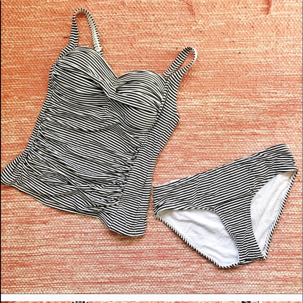 Niptuck Swimsuit Tankini Black and White Stripe 6
